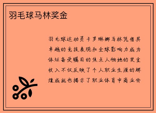 羽毛球马林奖金