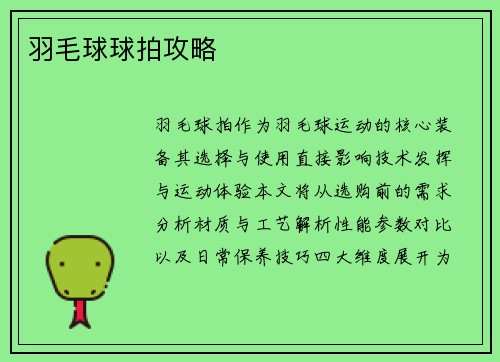 羽毛球球拍攻略